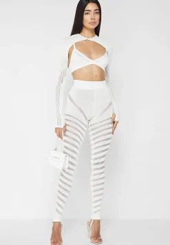 High Waisted Knitted Spiral Contour Leggings -^Manière De Voir New