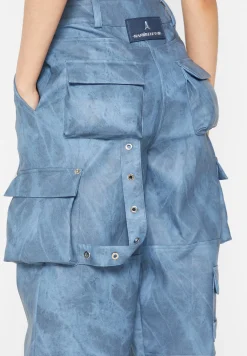High Waisted Vintage Marble Leather Cargo Pants - Washed^Manière De Voir Clearance