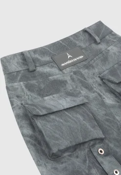 High Waisted Vintage Marble Leather Cargo Pants - Washed^Manière De Voir Fashion