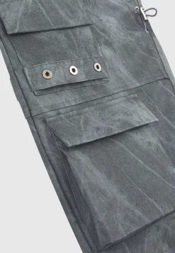 High Waisted Vintage Marble Leather Cargo Pants - Washed^Manière De Voir Fashion