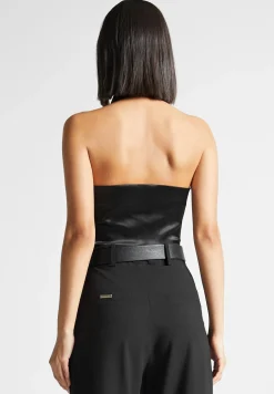 Hooded Cowl Neck Satin Wrap Bodysuit -^Manière De Voir New