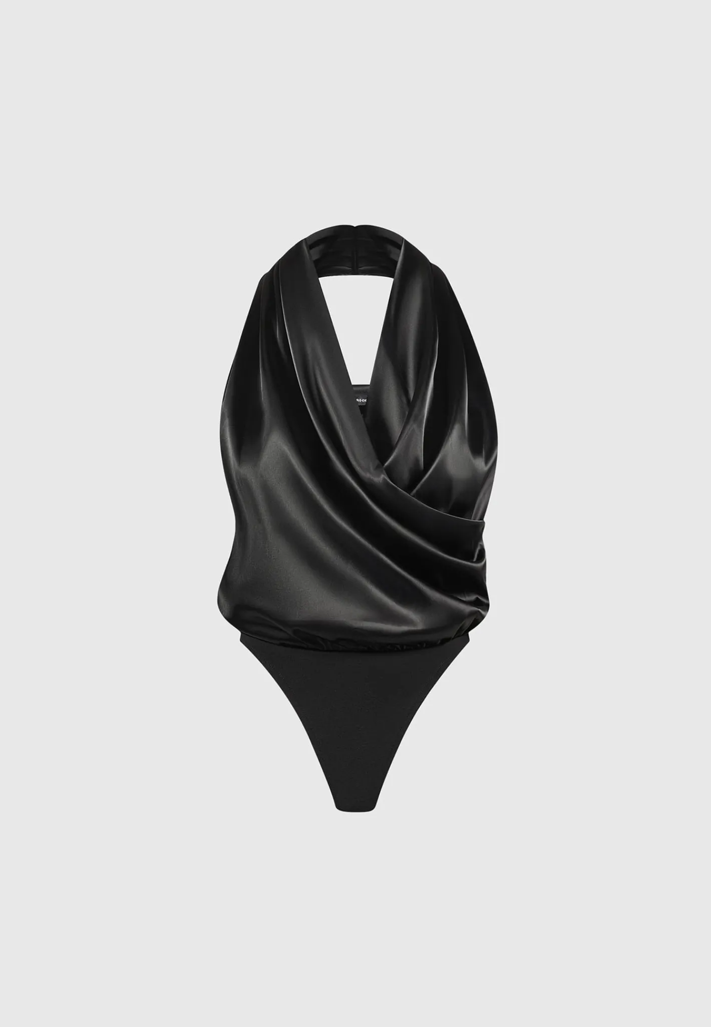 Hooded Cowl Neck Satin Wrap Bodysuit -^Manière De Voir New