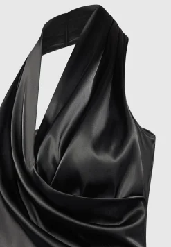 Hooded Cowl Neck Satin Wrap Bodysuit -^Manière De Voir New