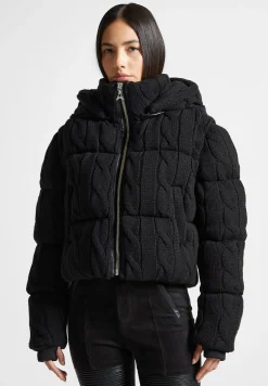 2-in-1 Cable Knit Puffer Jacket/Gilet -^Manière De Voir Fashion