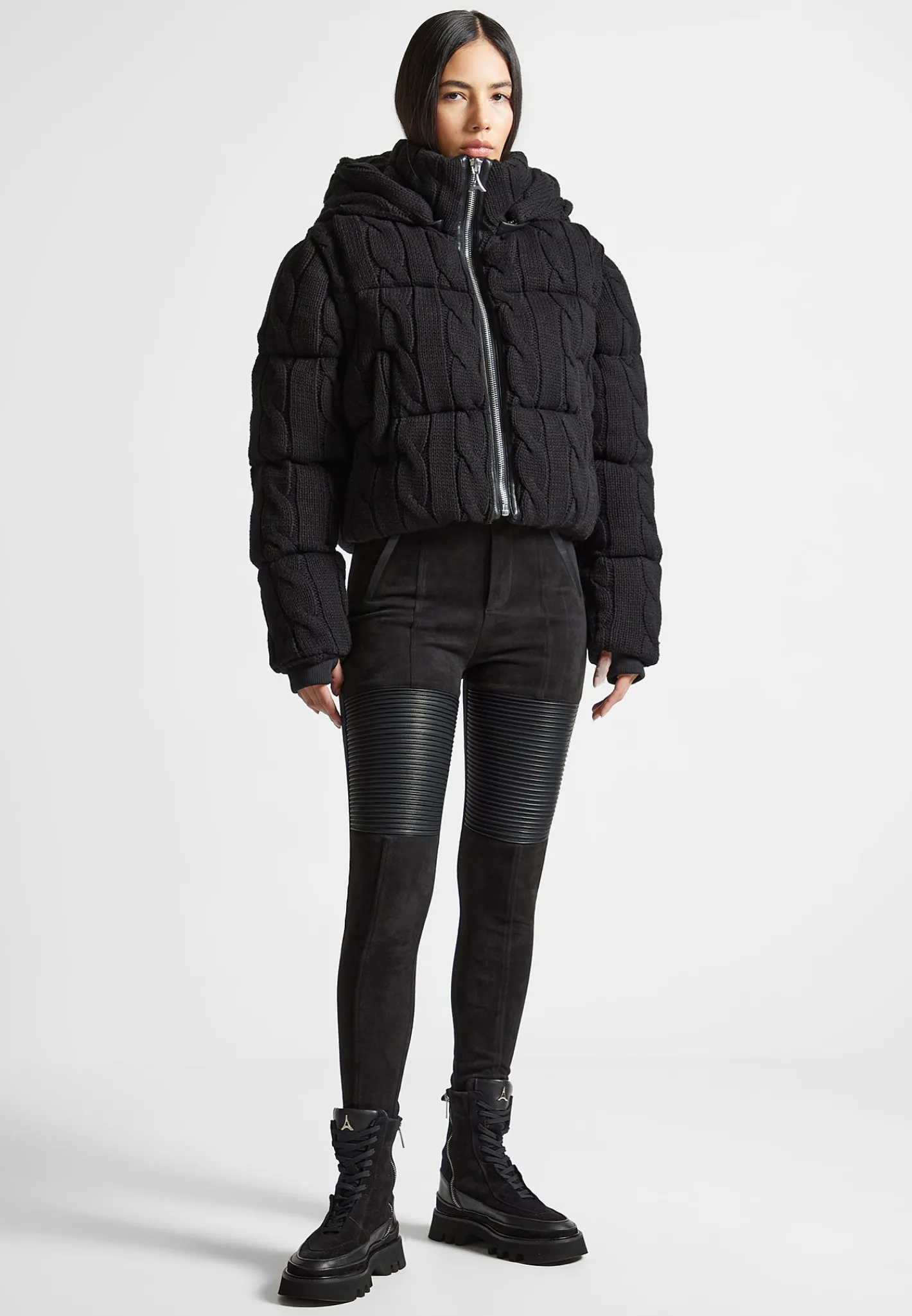 2-in-1 Cable Knit Puffer Jacket/Gilet -^Manière De Voir Fashion