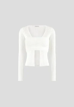 3-In-1 Knit Overlay Bandeau Cardigan - Off White^Manière De Voir Best