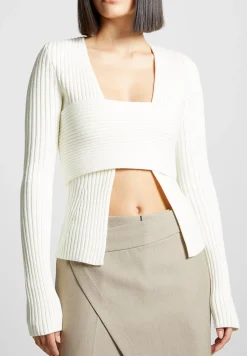 3-In-1 Knit Overlay Bandeau Cardigan - Off White^Manière De Voir Best