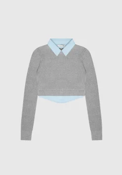 Knitted Jumper with Shirt Detail -^Manière De Voir Online
