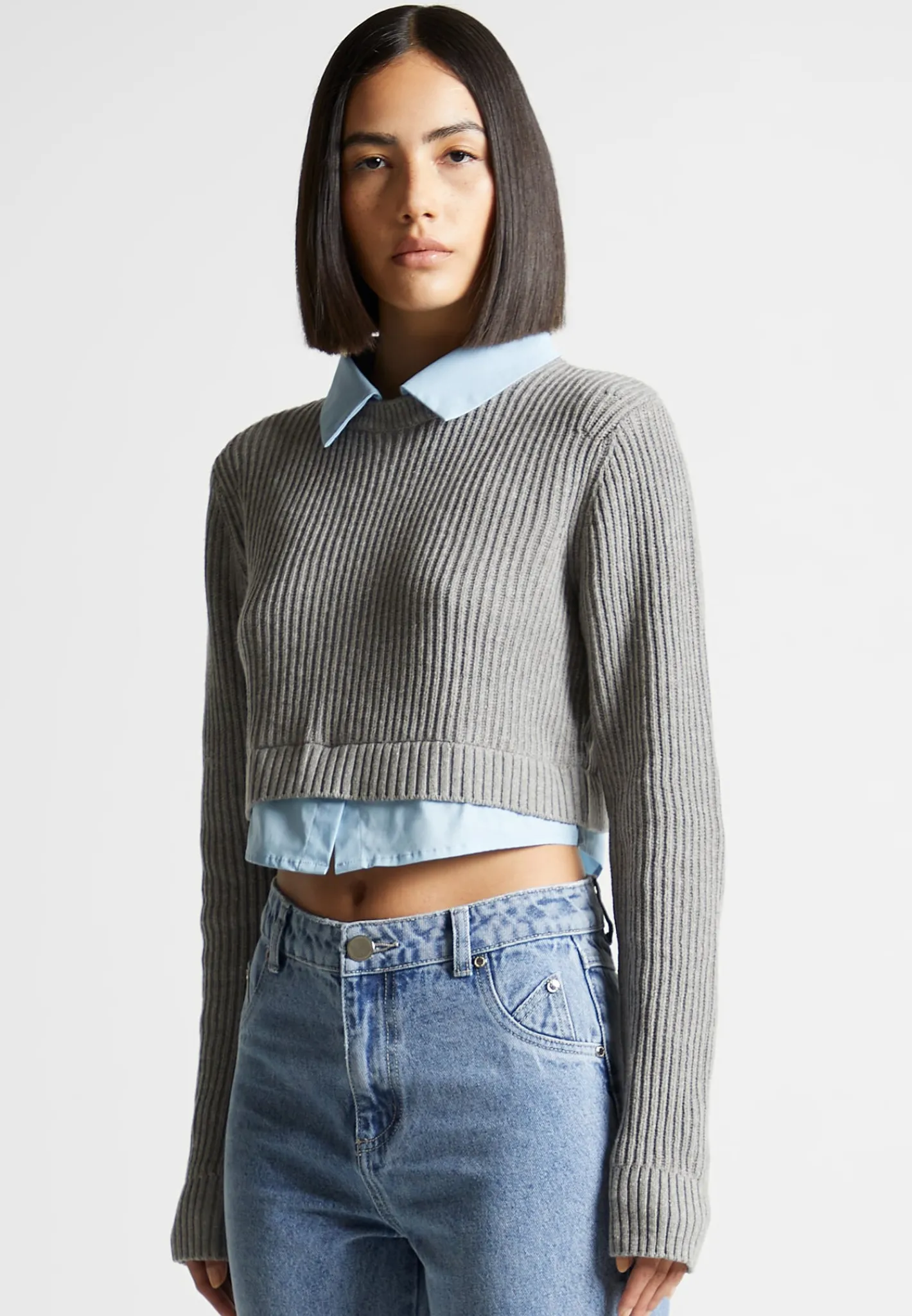 Knitted Jumper with Shirt Detail -^Manière De Voir Online
