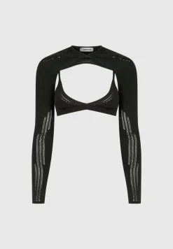 Knitted Sleeve Overlay with Bralette -^Manière De Voir Fashion