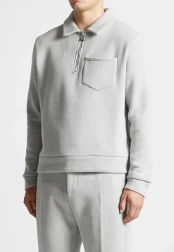 Long Sleeve Polo Zip Jumper - Light Grey Marl^Manière De Voir Sale