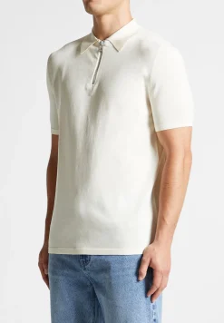 Luxe Polo Top With Zip - Off White^Manière De Voir Discount