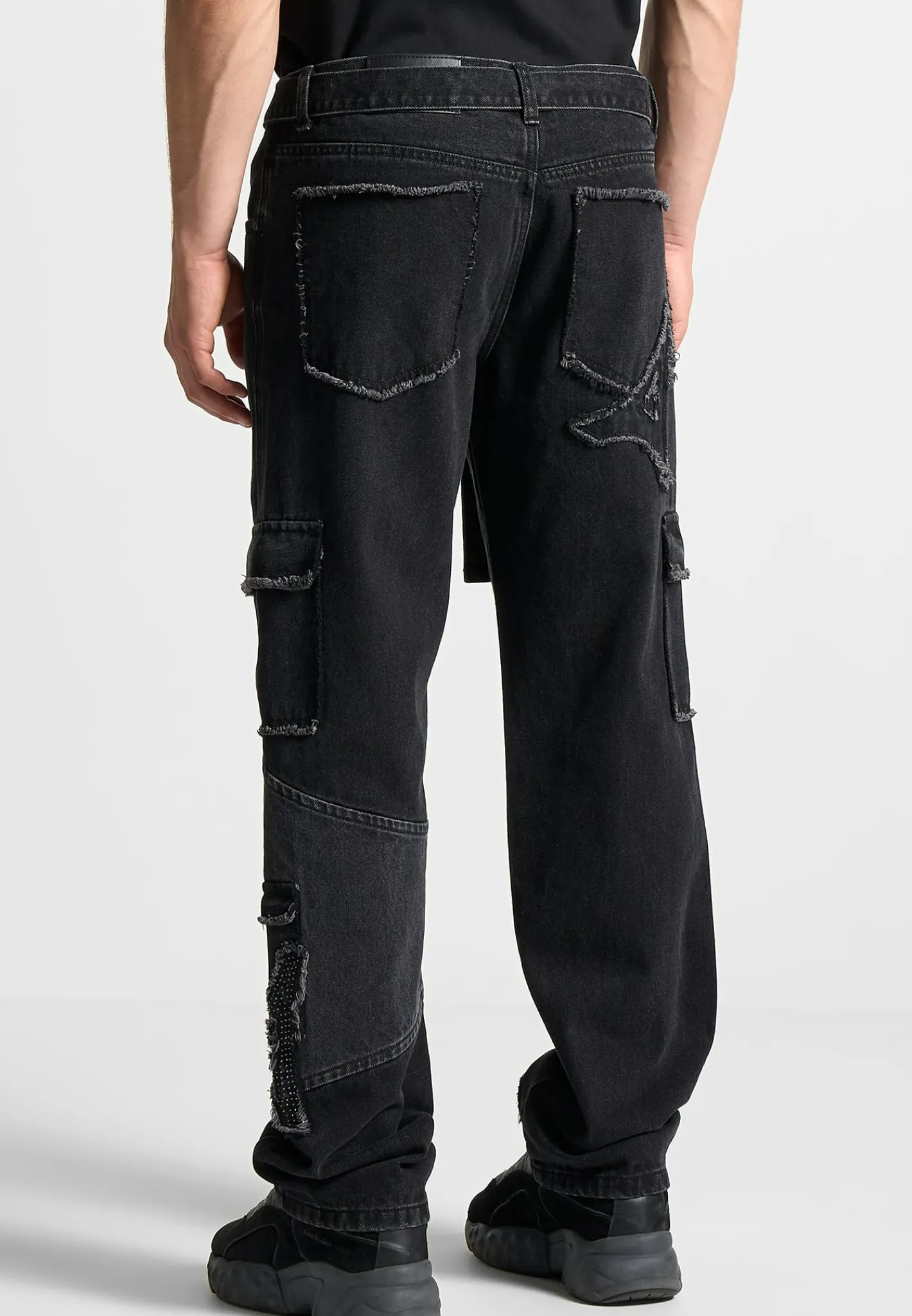 MDV Rhinestone Eiffel Patch Jeans - Stonewash Black^Manière De Voir Best