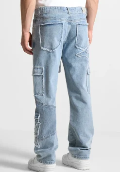 MDV Rhinestone Eiffel Patch Jeans - Stonewash Blue^Manière De Voir Online