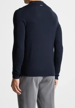 Merino Wool Long Sleeve Polo Top With Zip -^Manière De Voir Discount
