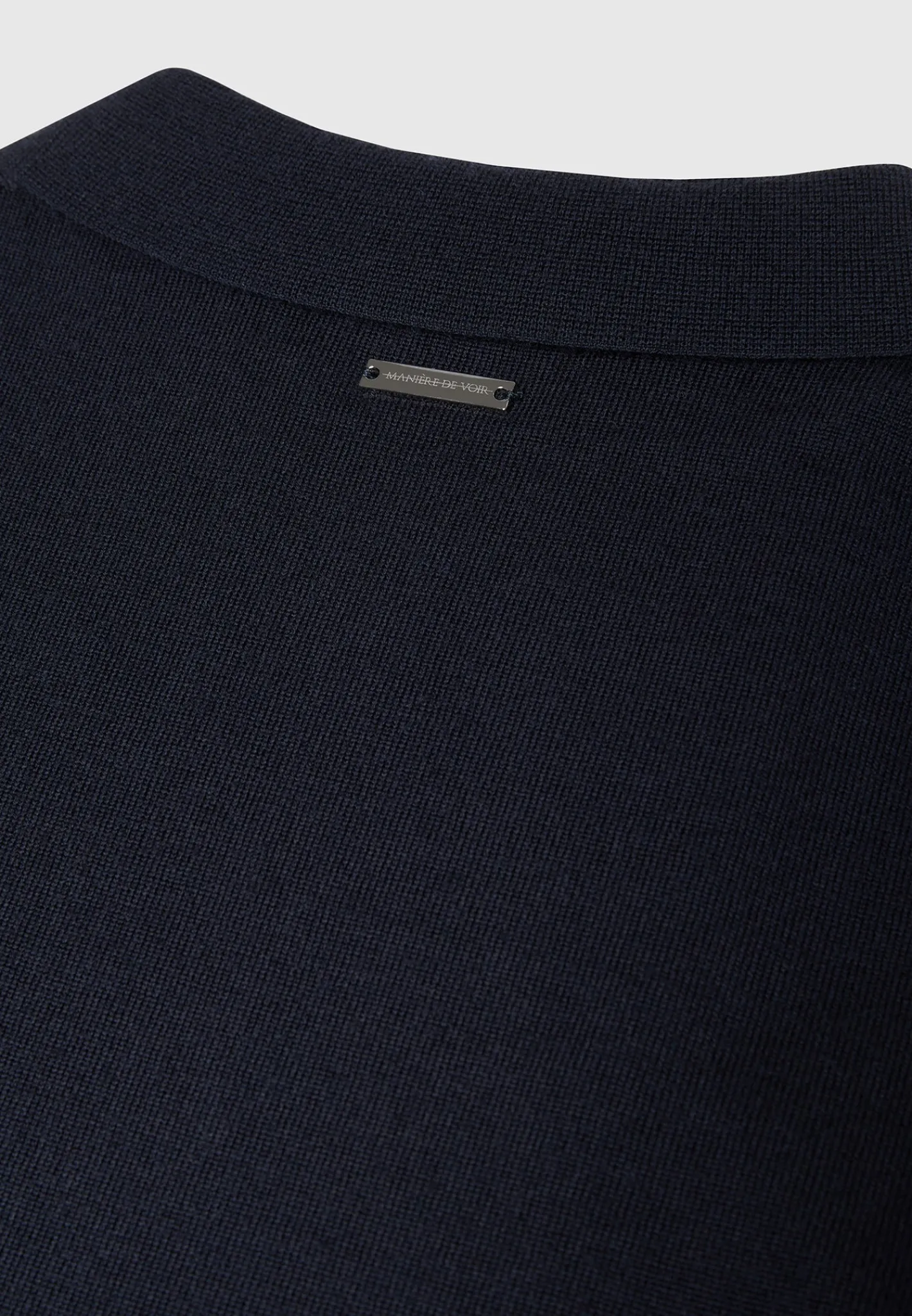 Merino Wool Long Sleeve Polo Top With Zip -^Manière De Voir Discount