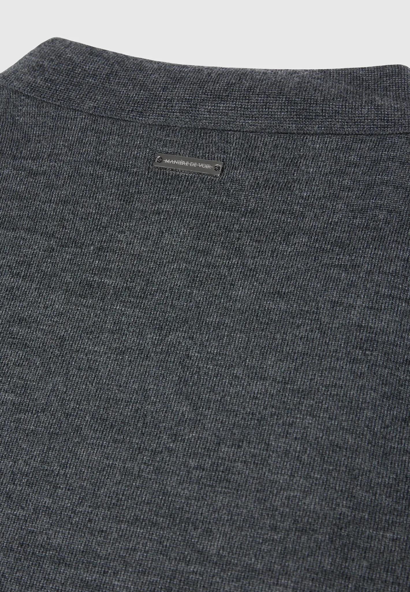 Merino Wool Long Sleeve Polo Top With Zip - Marl Grey^Manière De Voir Discount