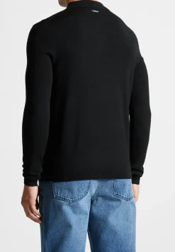 Merino Wool Long Sleeve Polo Top With Zip -^Manière De Voir Sale