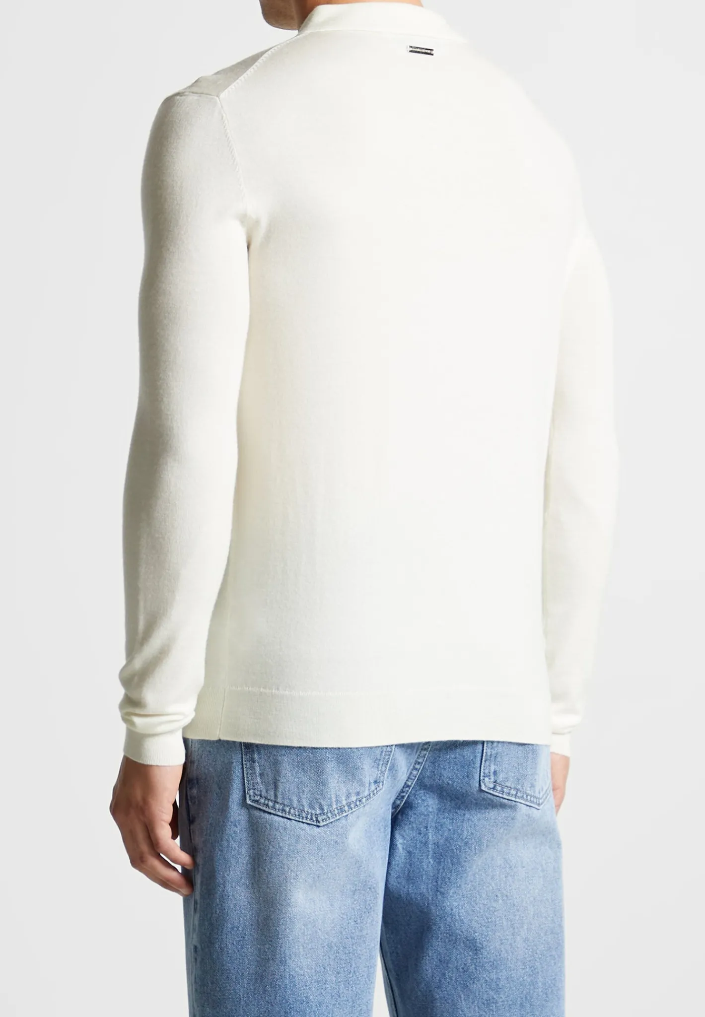 Merino Wool Long Sleeve Polo Top With Zip - Off White^Manière De Voir Clearance