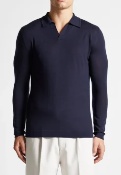 Merino Wool Long Sleeve Revere Polo Shirt -^Manière De Voir Hot