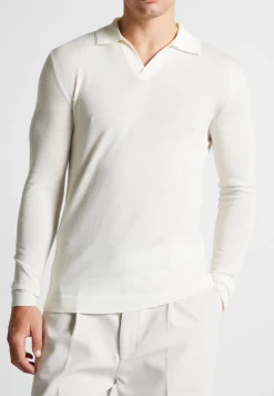 Merino Wool Long Sleeve Revere Polo Shirt - Off White^Manière De Voir Discount