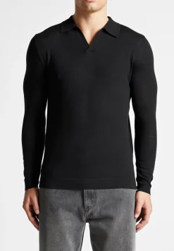 Merino Wool Long Sleeve Revere Polo Shirt -^Manière De Voir New