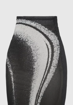 Mesh Printed Maxi Skirt - Black^Manière De Voir Discount