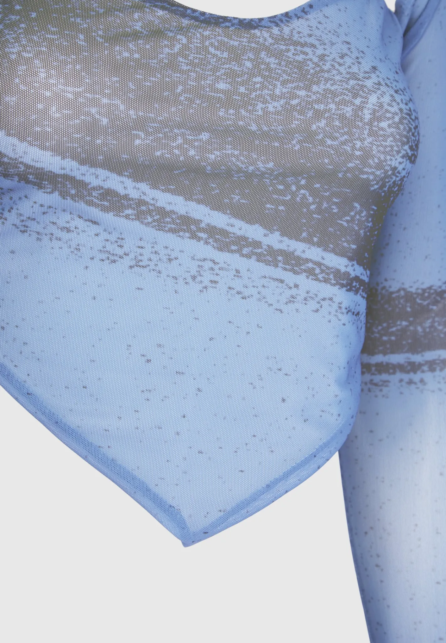 Mesh Printed Top with Sleeve Overlay - Blue^Manière De Voir Sale
