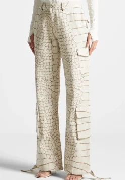 Mid Rise Croc Print Cargo Pants -^Manière De Voir Sale