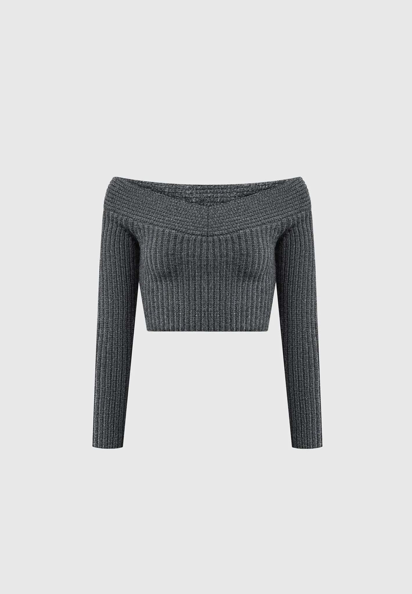 Off Shoulder Knit Crop Top - Grey Marl^Manière De Voir Best