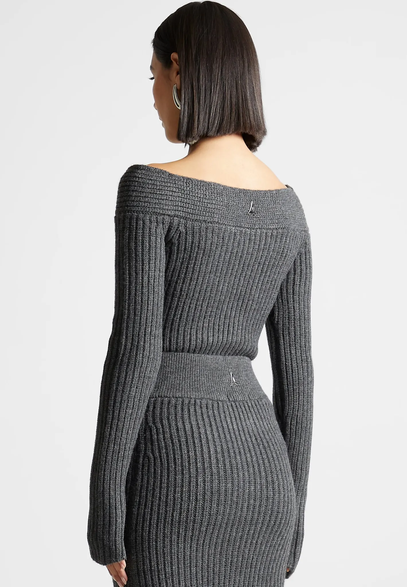 Off Shoulder Knit Crop Top - Grey Marl^Manière De Voir Best