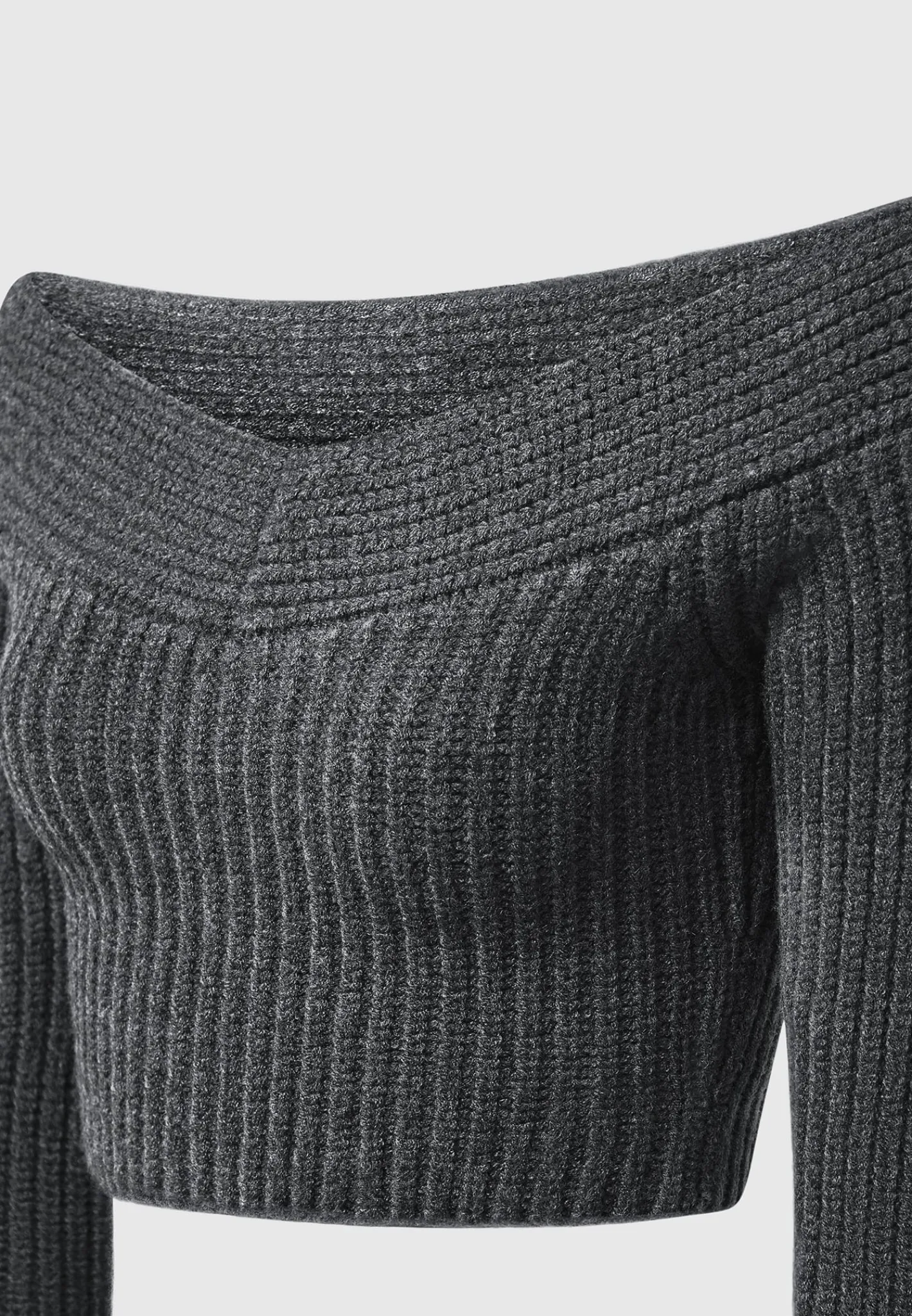 Off Shoulder Knit Crop Top - Grey Marl^Manière De Voir Best