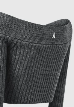 Off Shoulder Knit Crop Top - Grey Marl^Manière De Voir Best