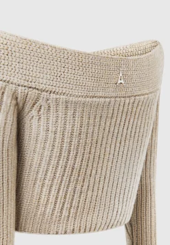 Off Shoulder Knit Crop Top - Beige Marl^Manière De Voir Outlet