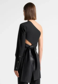 One Sleeve Vegan Leather Wrap Top -^Manière De Voir Sale