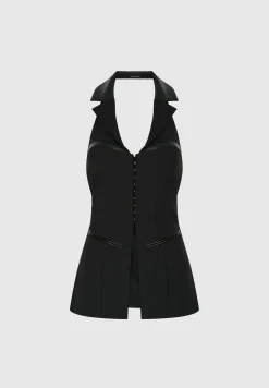 Open Back Waistcoat with Vegan Leather -^Manière De Voir Outlet
