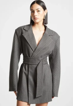 Oversized Pinstripe Blazer Dress -^Manière De Voir Fashion