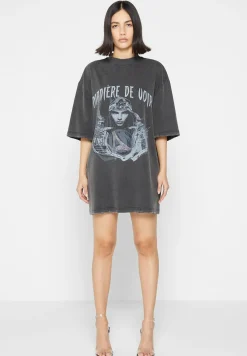 Oversized Rhinestone T-Shirt Dress - Washed Black^Manière De Voir Best