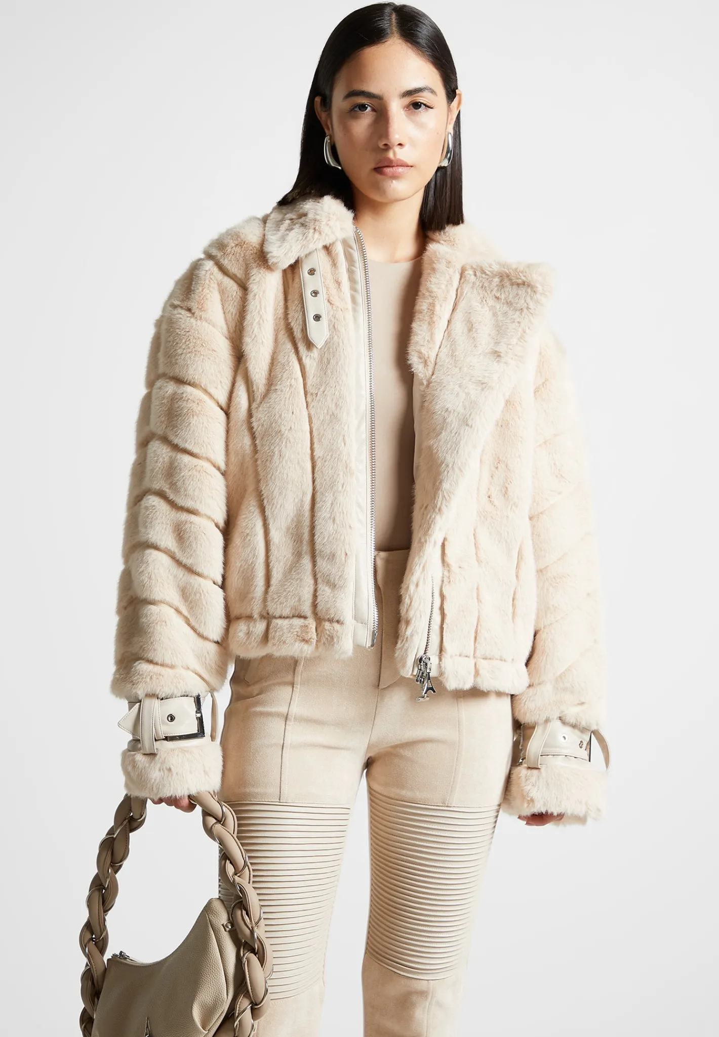Oversized Ribbed Plush Jacket with Lapel -^Manière De Voir Outlet