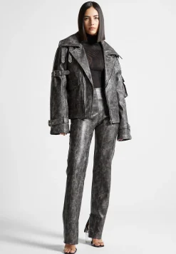 Oversized Vintage Vegan Leather Biker Jacket -^Manière De Voir Best
