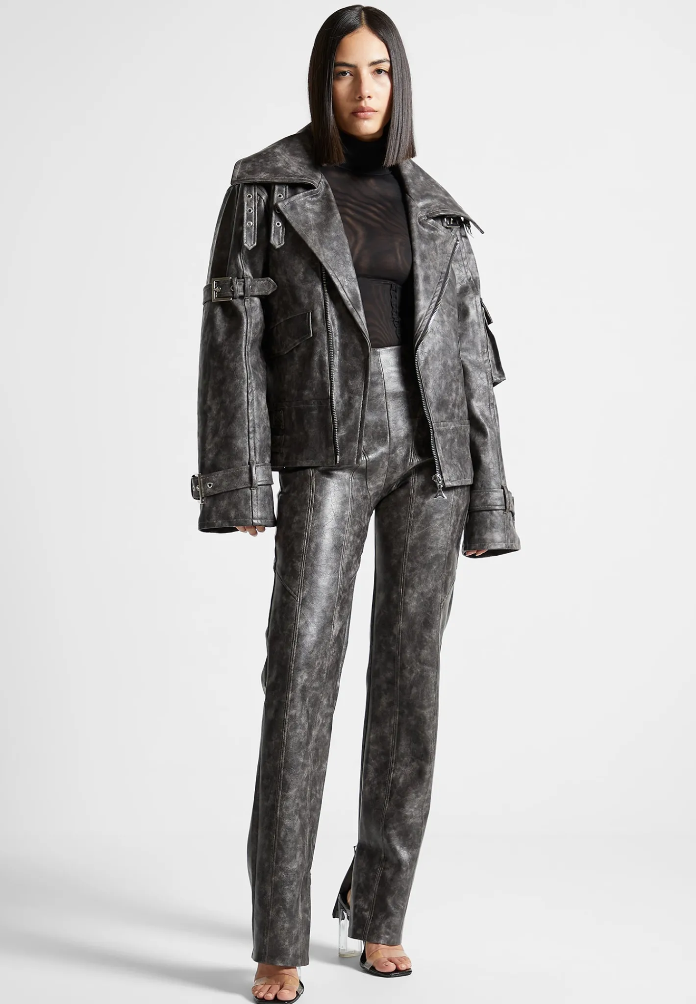 Oversized Vintage Vegan Leather Biker Jacket -^Manière De Voir Best