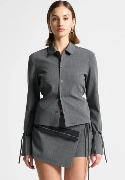 Pinstripe Cinch Tailored Shirt with Ties -^Manière De Voir Hot
