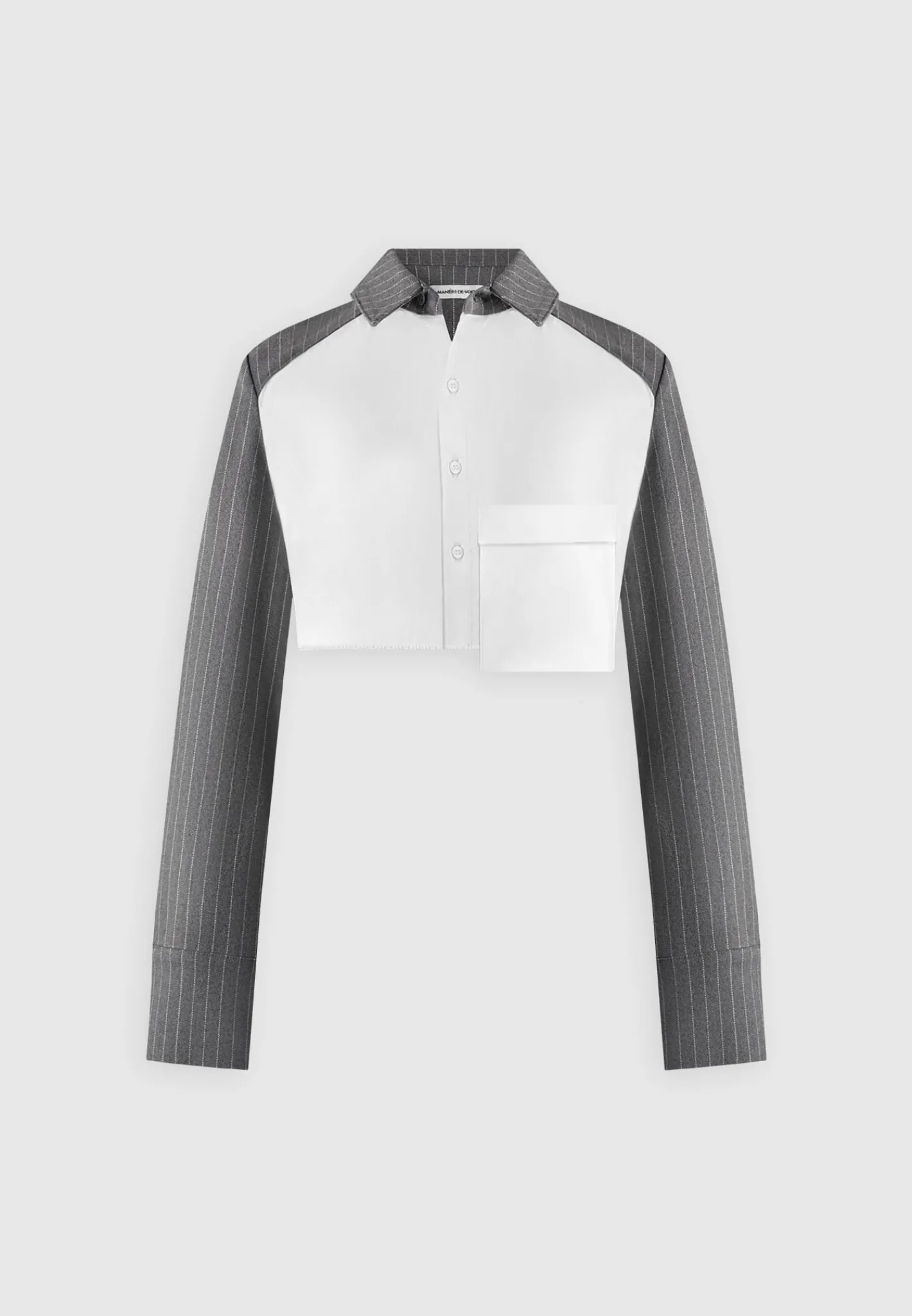 Pinstripe Contrast Cropped Shirt - Grey^Manière De Voir New