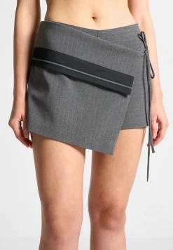 Pinstripe Tailored Mini Skort with Tie -^Manière De Voir New
