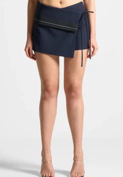 Pinstripe Tailored Mini Skort with Tie -^Manière De Voir Sale
