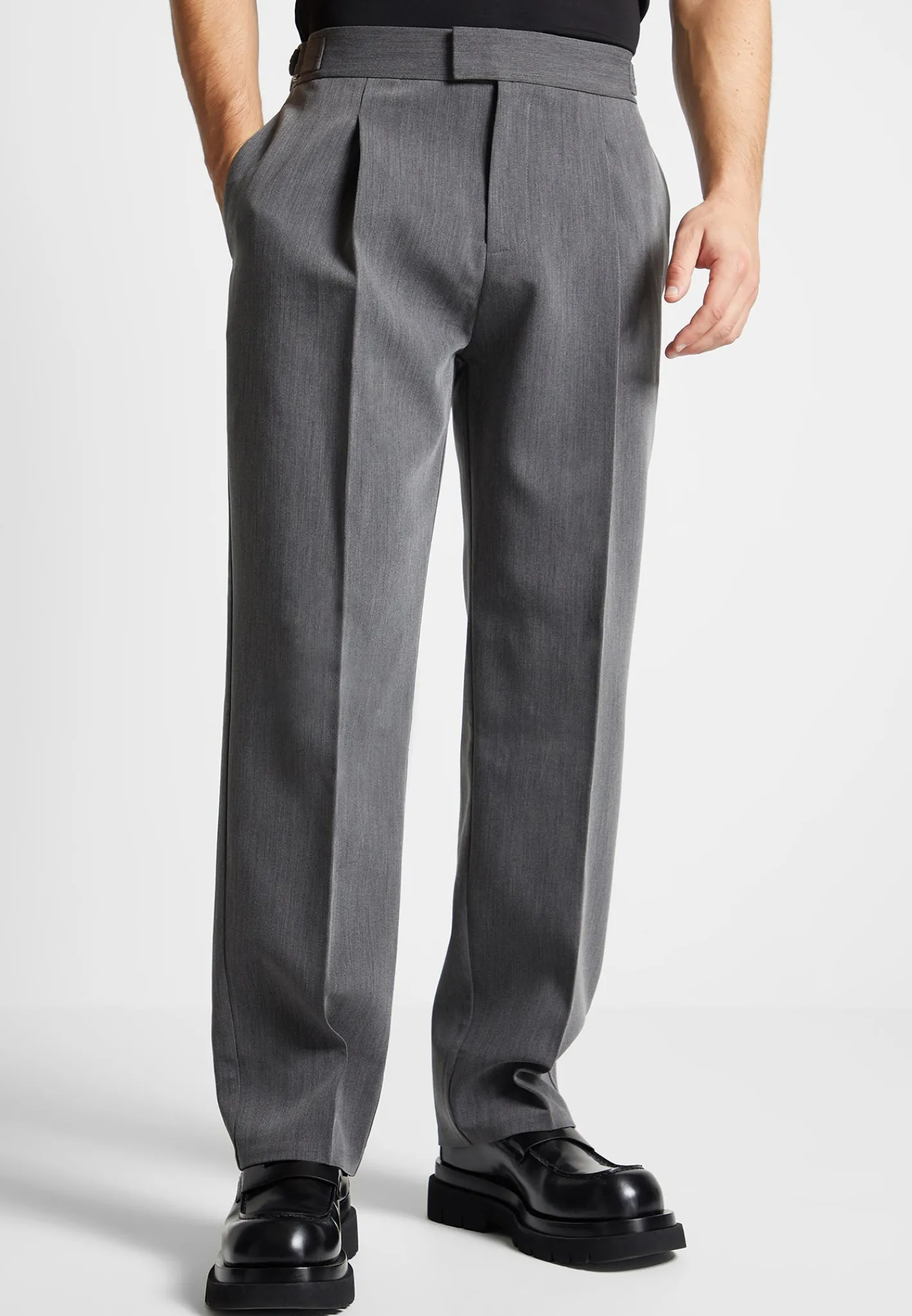Pleated Tailored Trousers - Dark Grey^Manière De Voir Fashion