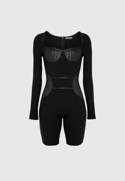 Pleated Vegan Leather & Bandage Playsuit -^Manière De Voir Outlet