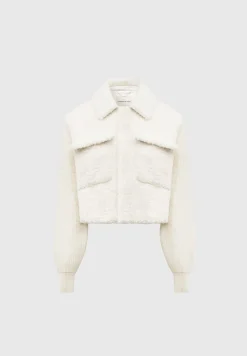 Plush Jacket With Knitted Sleeves -^Manière De Voir Fashion