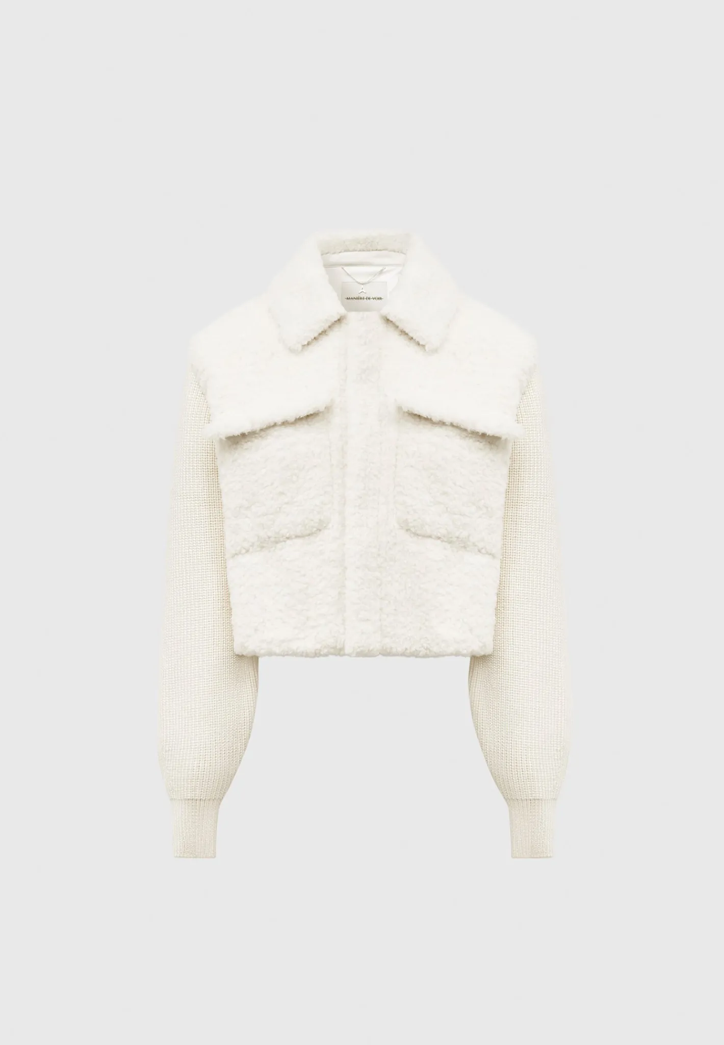 Plush Jacket With Knitted Sleeves -^Manière De Voir Fashion