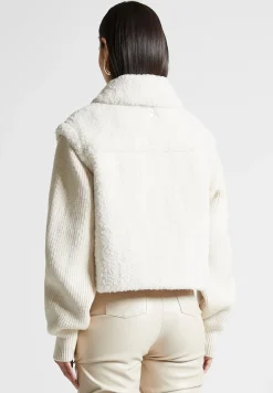 Plush Jacket With Knitted Sleeves -^Manière De Voir Fashion